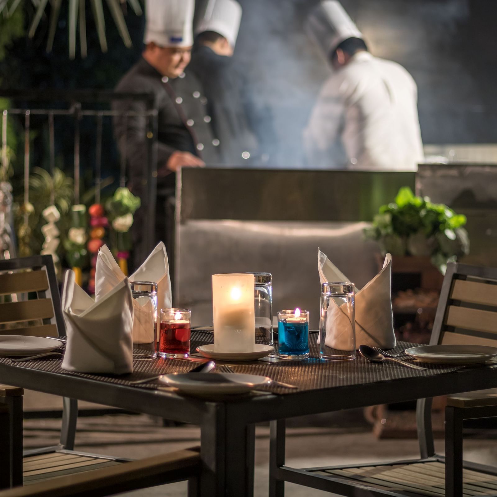 Pool Barbeque closeup at Golden Suites, Gurgaon