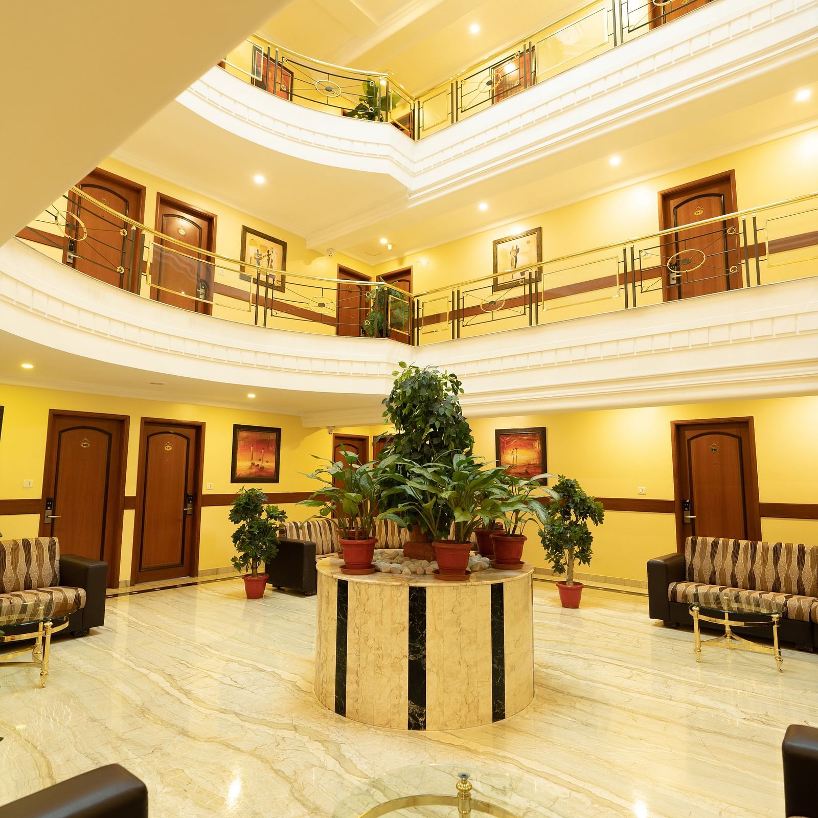 The brightly lit atrium at Hotel Pai Viceroy Jayanagar