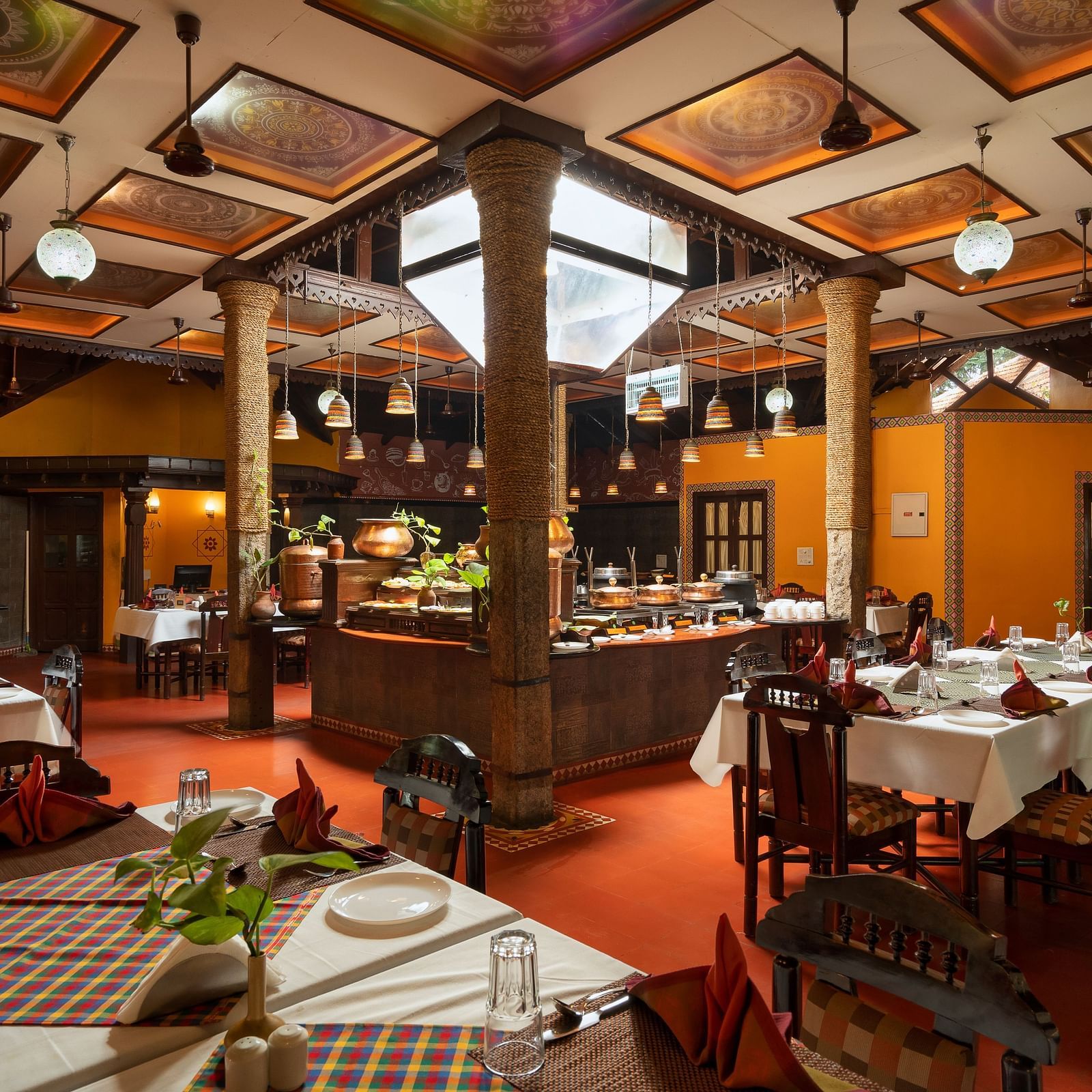 inside view of the kokam bar and restaurant at hoysala vilage resort, hassan.