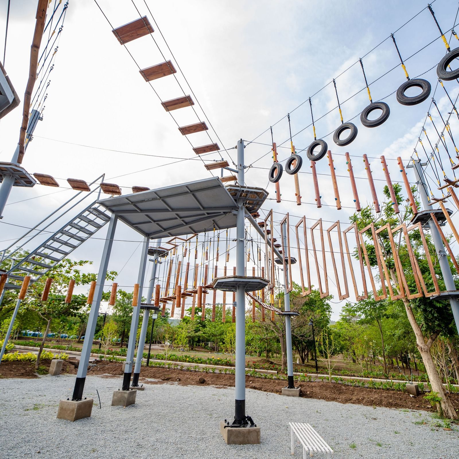 An image of a rope course at the resort - Trance Veechika Resort, Vikarabad