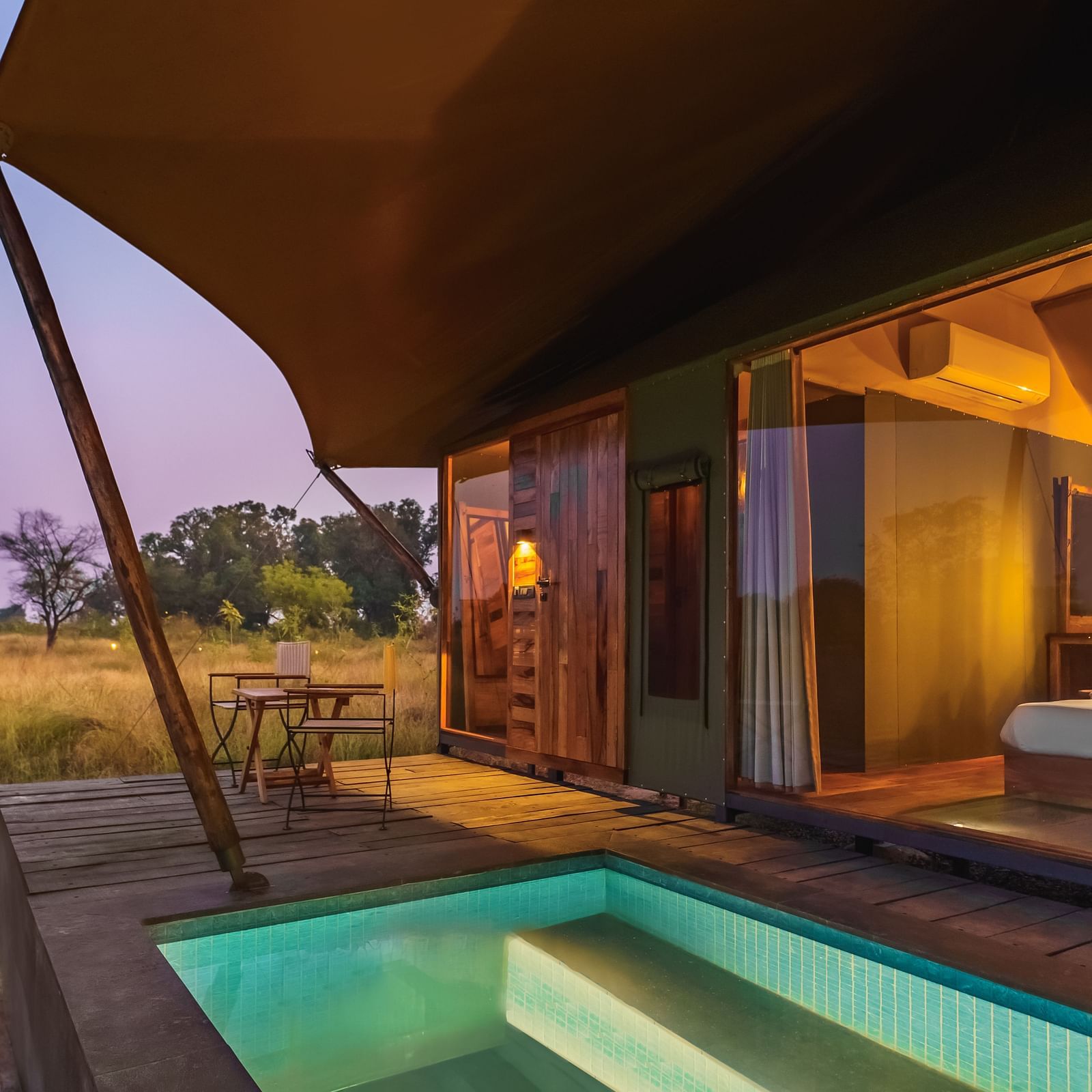 View from outside of a tent at Trees N Tigers, Tadoba.