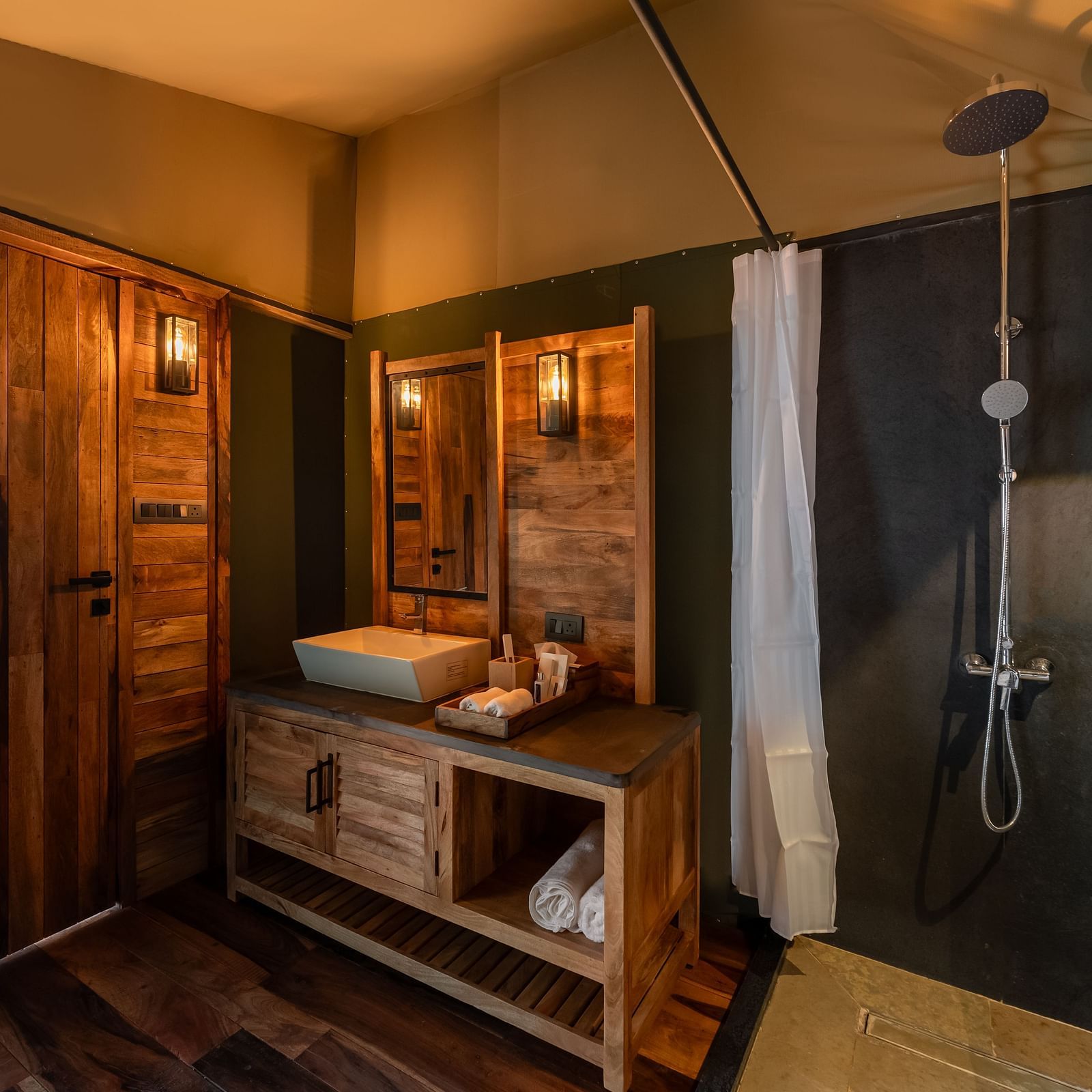 An image of a washroom at Trees N Tigers, Tadoba.