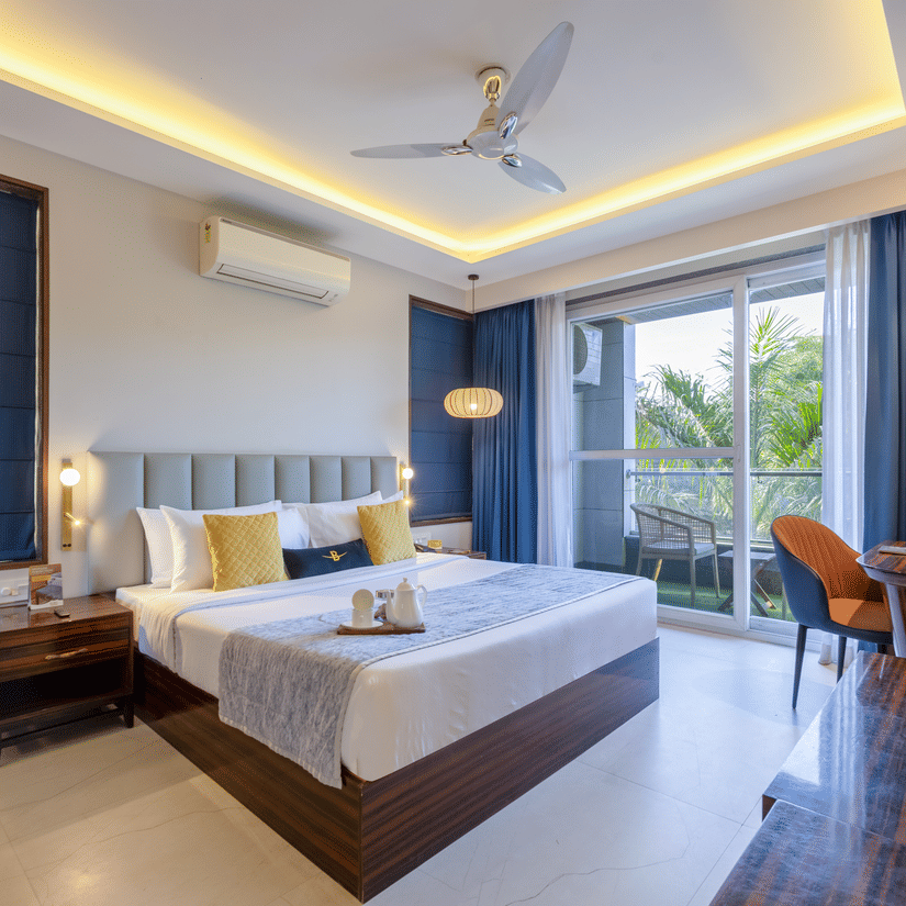 Deluxe room curtain open 1