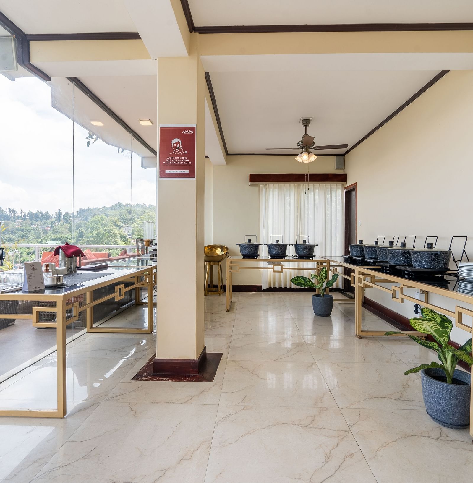 buffet setting on the terrace at Summit Lillium Hotel & Spa, Kalimpong