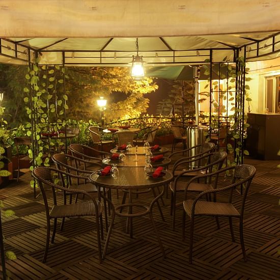 a cosy set up for dining at Sky Grill, a restaurant in Shillong