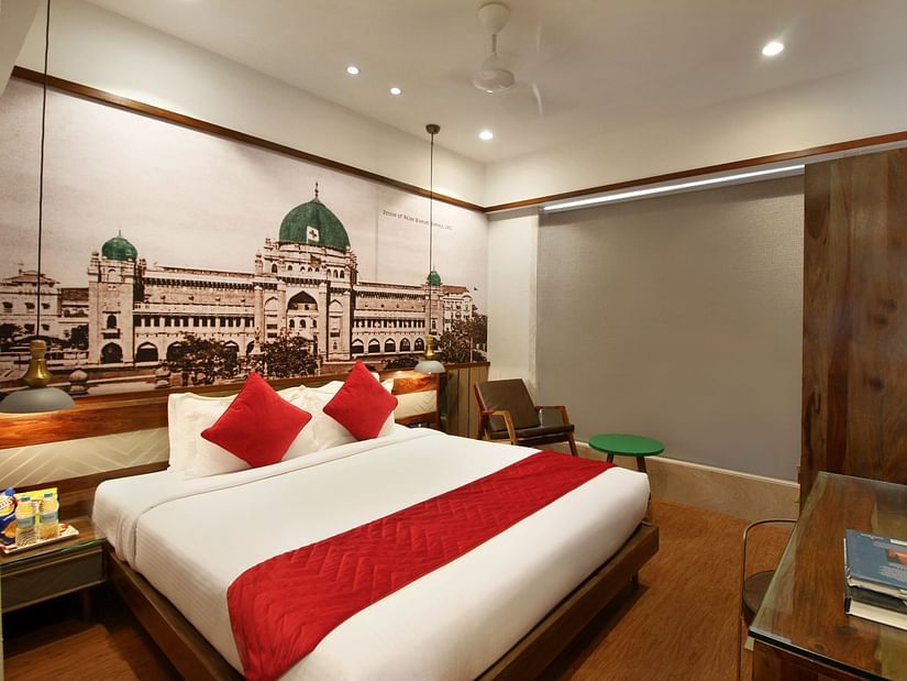 2 bedroom suite with an expansive window overlooking the city in khar