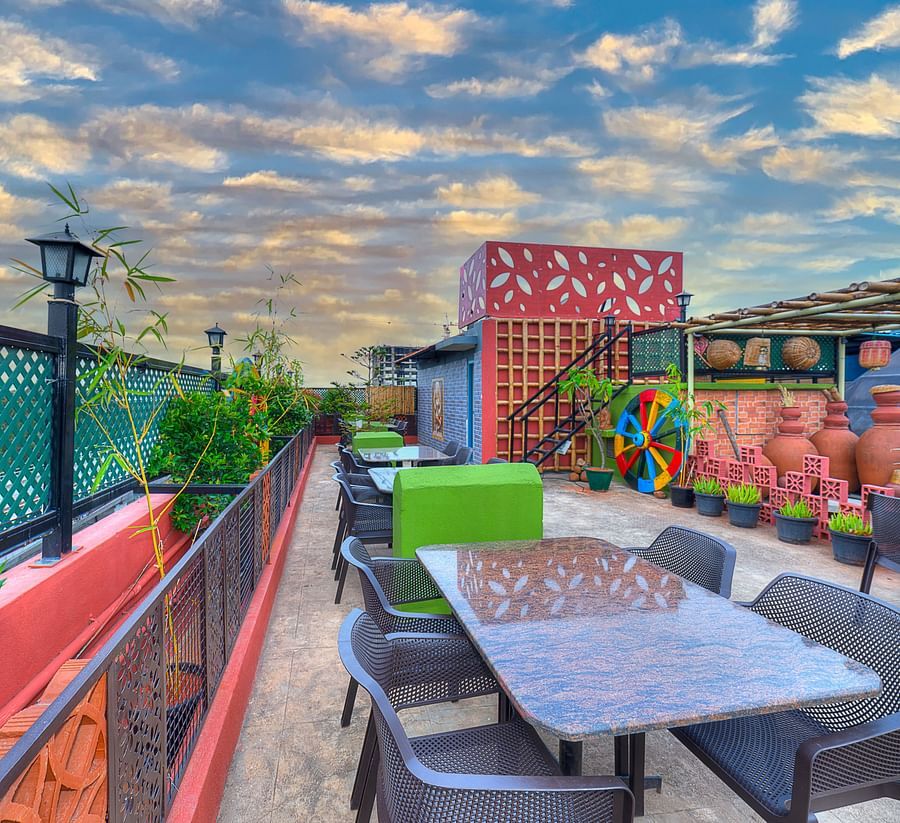 Rooftop dining  at our hotel in Whitefield