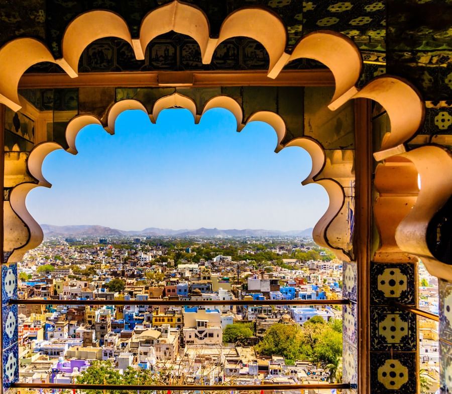 A beautiful shot of udaipur from the window of the city palace