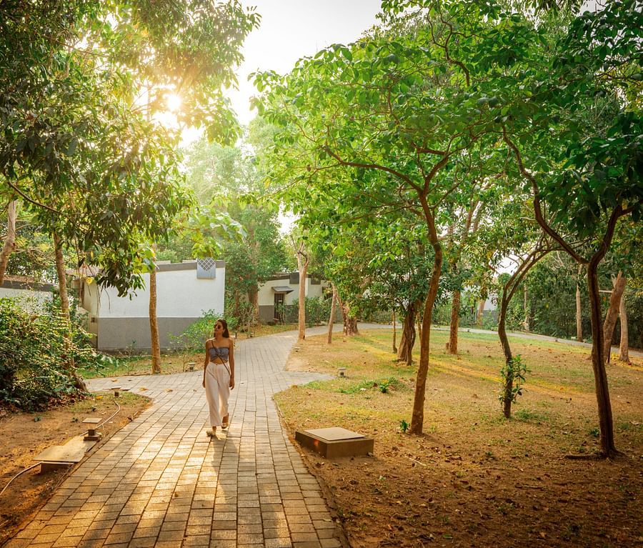 a woman taking a walk at cintacor island resort