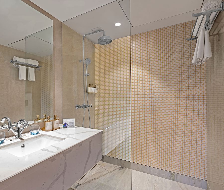 Interiors of the bathroom in the two bedroom royal apartment