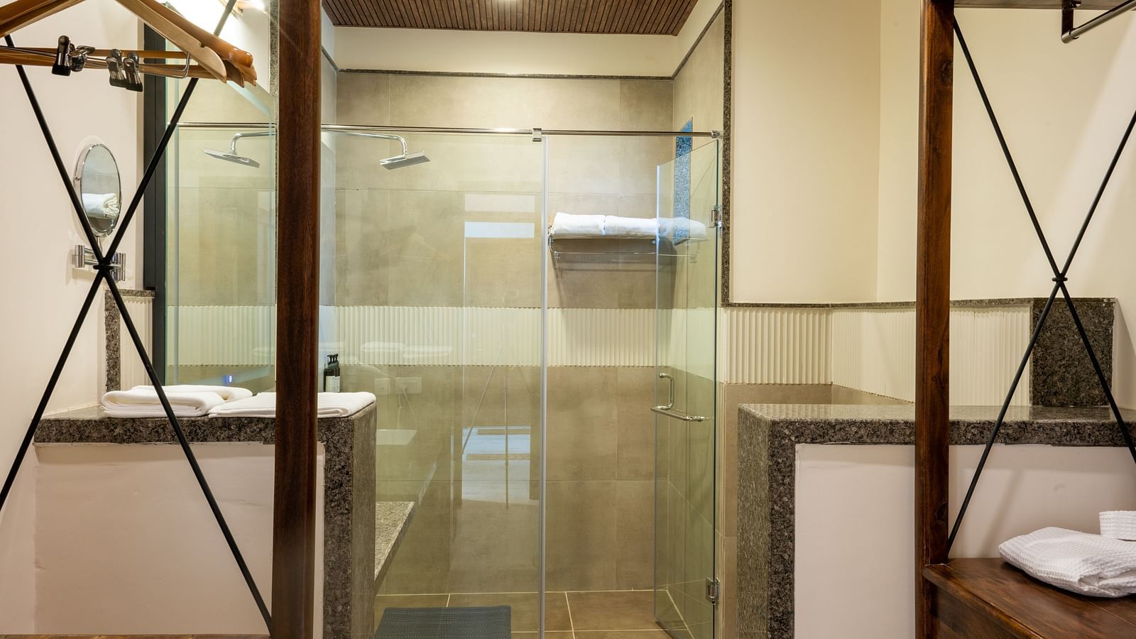 A hotel bathroom with a shower cubicle and cosy ambience - Rajbagh Wellness, Udaipur