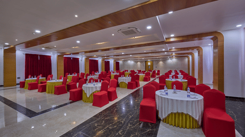 the indoor seating space of the banquet hall - Golden Tulip, Tirupati  4
