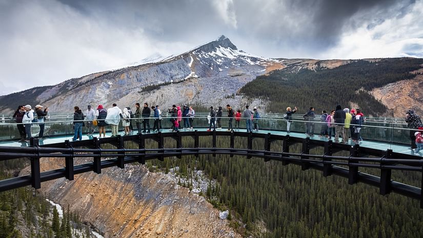 image of a skywalk area surrounded by mountains 