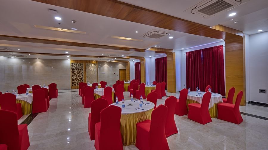 the indoor seating space of the banquet hall - Golden Tulip, Tirupati  1
