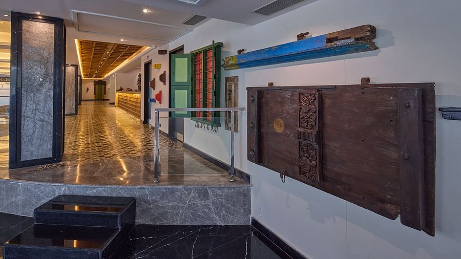 decor hanging on the walls of the lobby of Grand Continent, Mahabalipuram