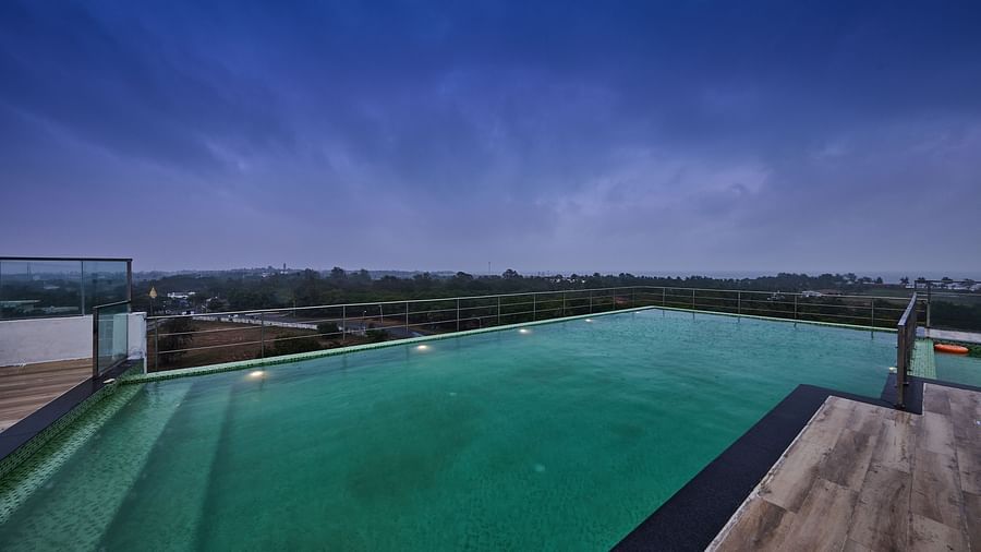 view of the city from our rooftop swimming pool - Grand Continent, Mahabalipuram