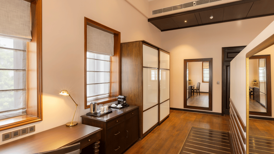 Premium Club Room with a work desk, wardrobe and window seating at Kenilworth Hotel, Kolkata.