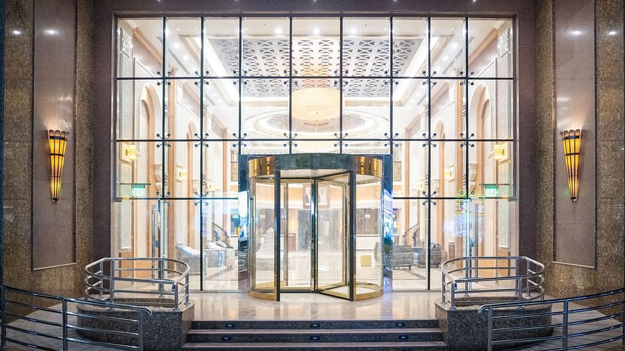 the magnificent Hotel Entrance of La Maison Hotel, Doha with glass covering