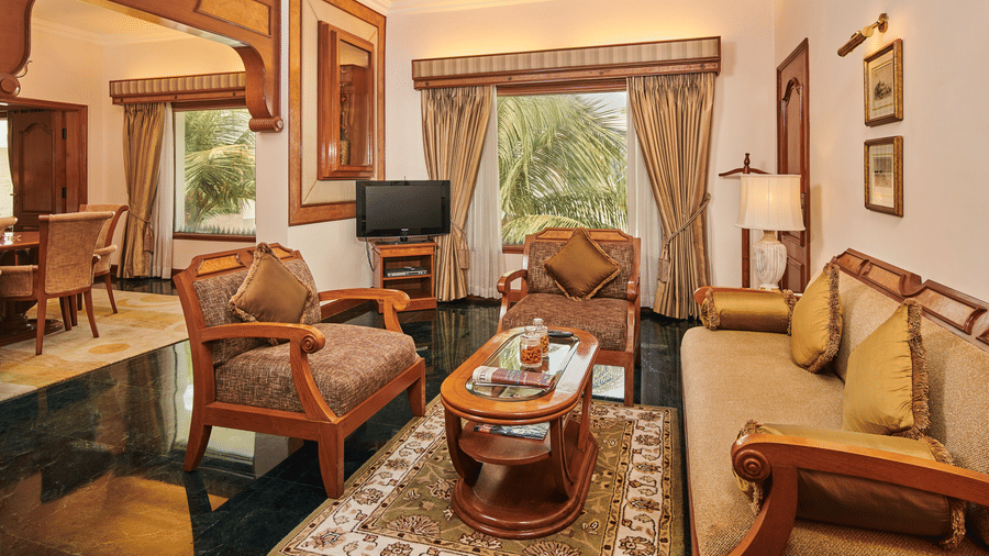 Spacious suite living area at The Ummed Ahmedabad hotel