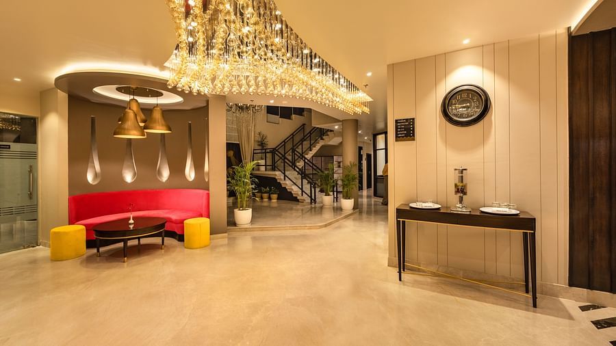 The Vaishnodevi Sarovar Portico reception and staircase