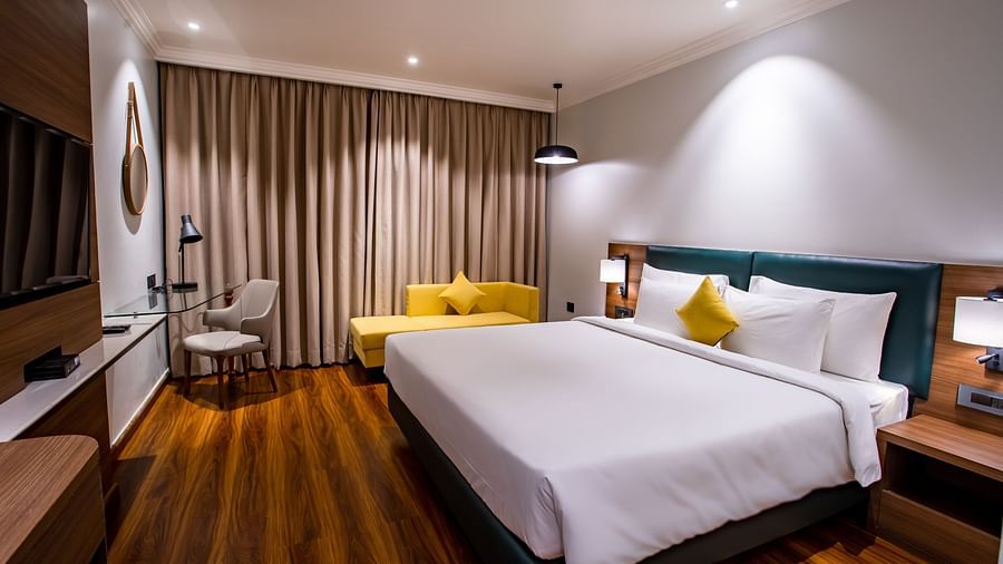View of King Size bed in the Executive Room in The Wedlock Greens Hotel & Resort, Dhanbad