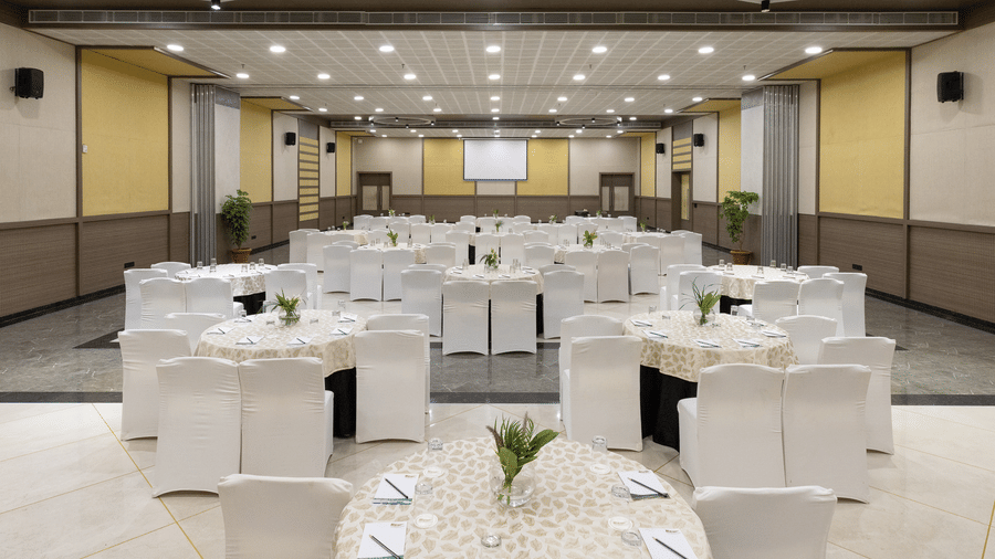 Hive indoor event hall suitable for meetings and celebrations at The Golden Tusk, Jim Corbett