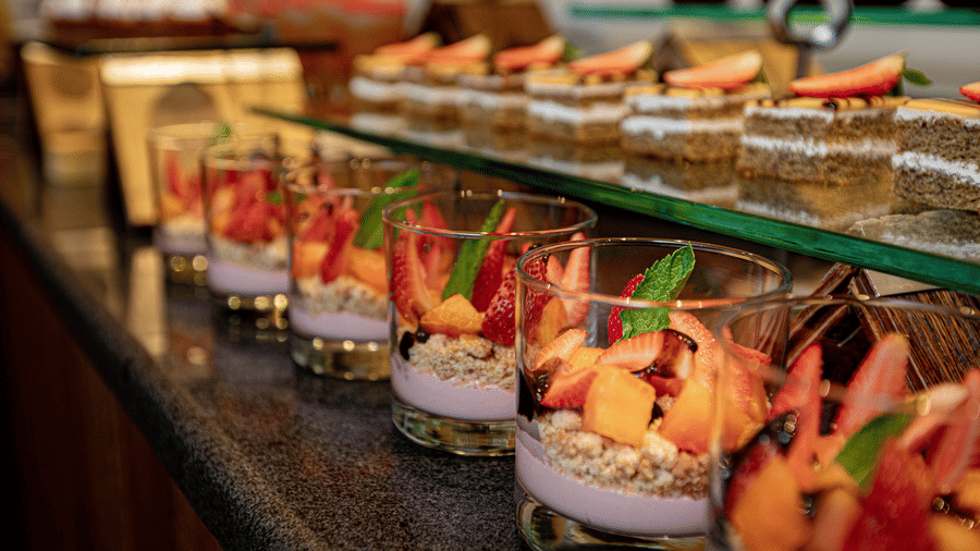 An overview of the dessert items on display inside The Chef’s Club at Ramada by Wyndham Addis, Addis Ababa.