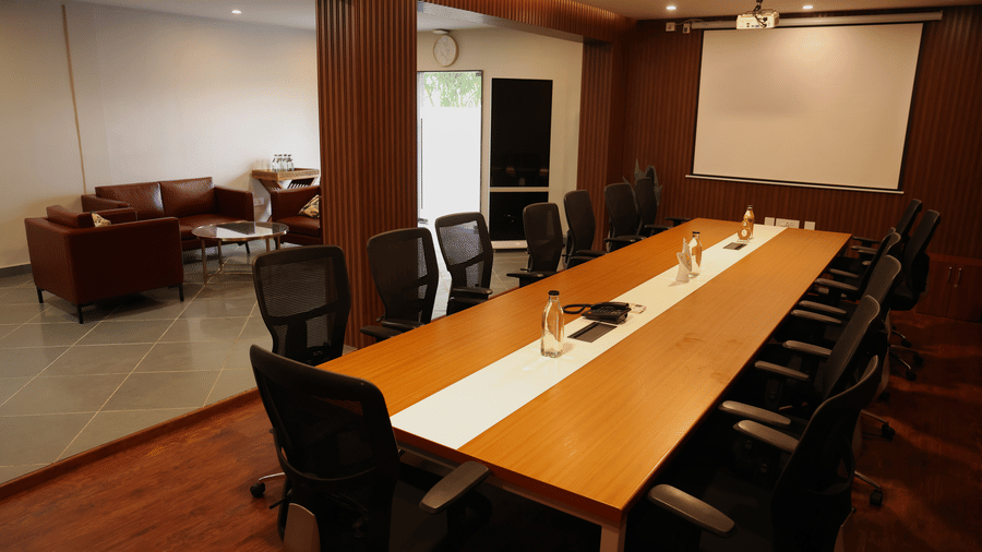 Modern conference room at Darza Resort featuring comfortable seating, professional meeting facilities and spacious interiors, suitable for corporate meetings, presentations and business discussions.