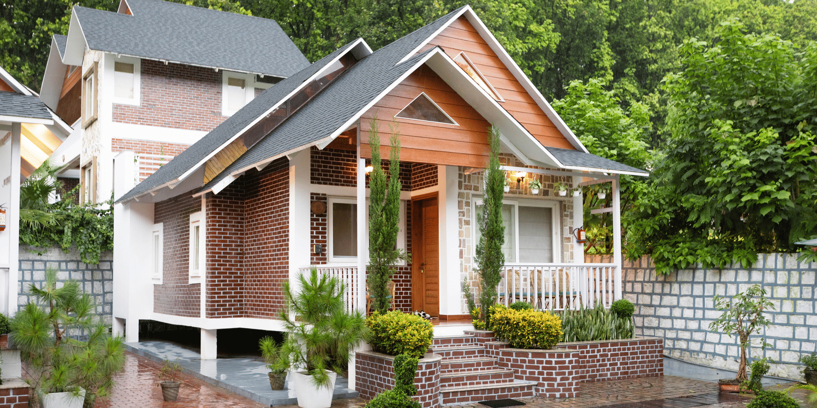 Villa with garden and pathway at Megha Resort & Villas, Dehradun.