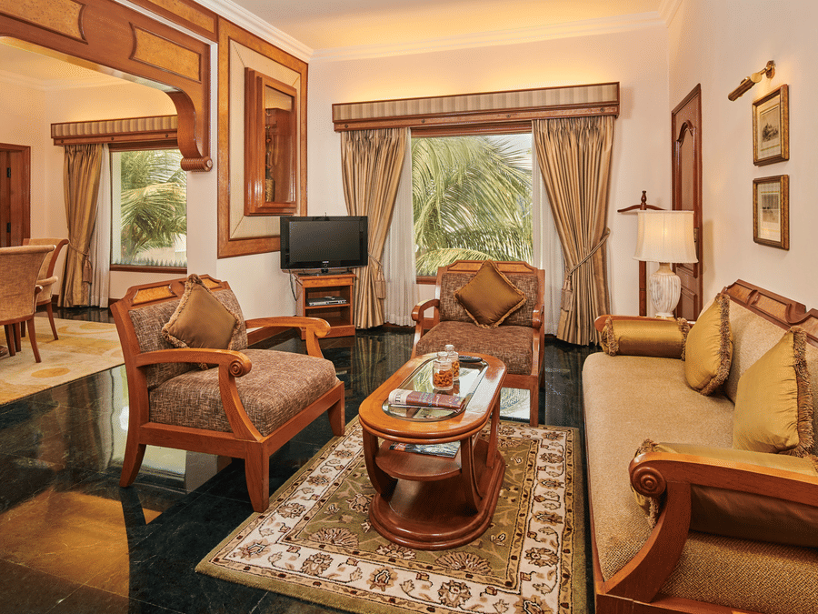 Spacious suite living area at The Ummed Ahmedabad hotel