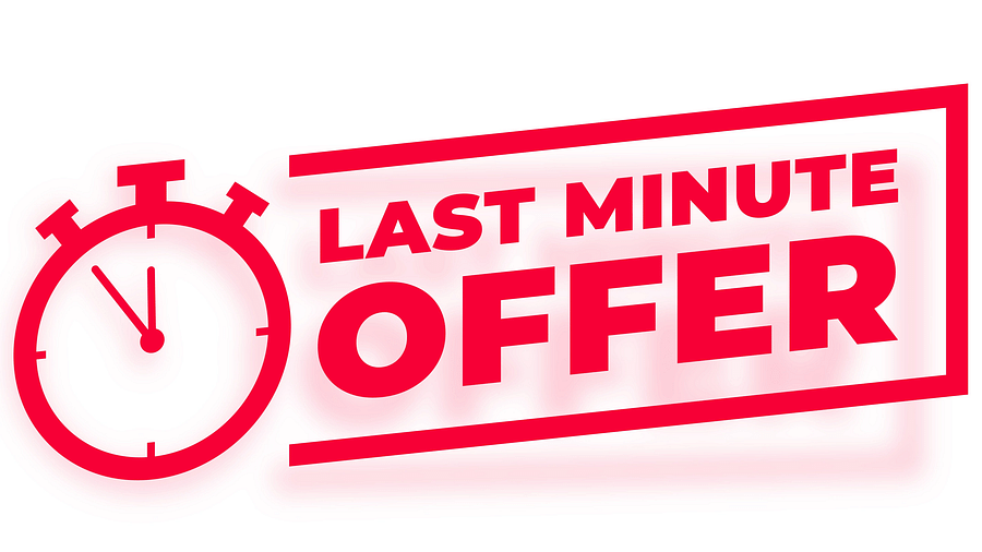 Last minute offer with a timer clock.