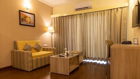 Overview of the living area inside one of the rooms - Starlit Suites, Tirupati