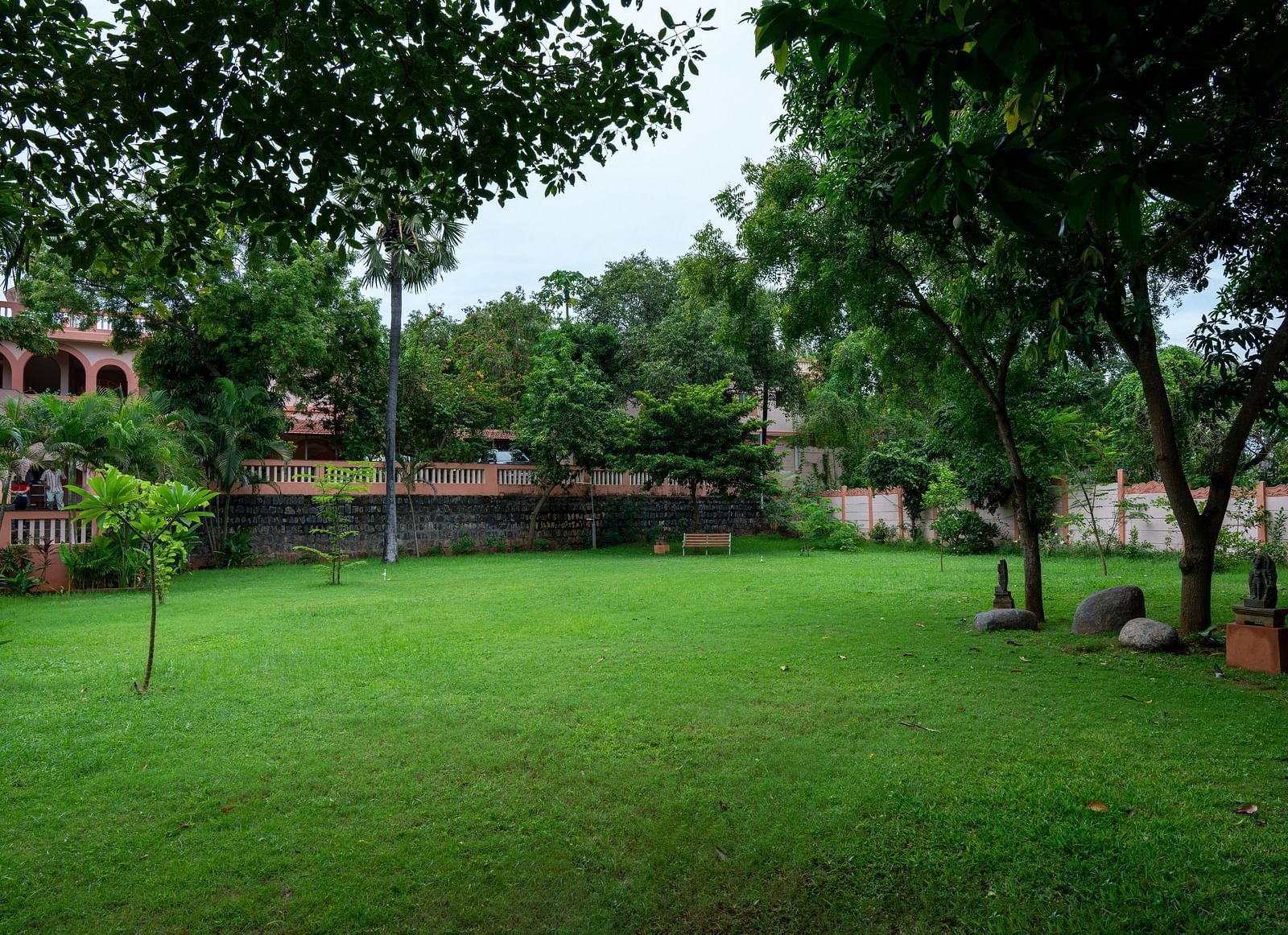 A large patch of land covered by grass and trees. 