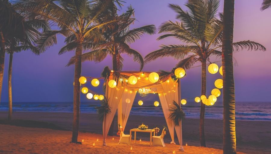 candlelight dinner on the beach with decorations - Caravela Beach Resort Goa