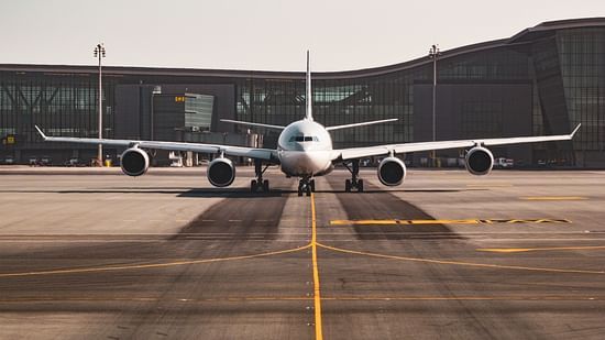 An Airplane about to takeoff