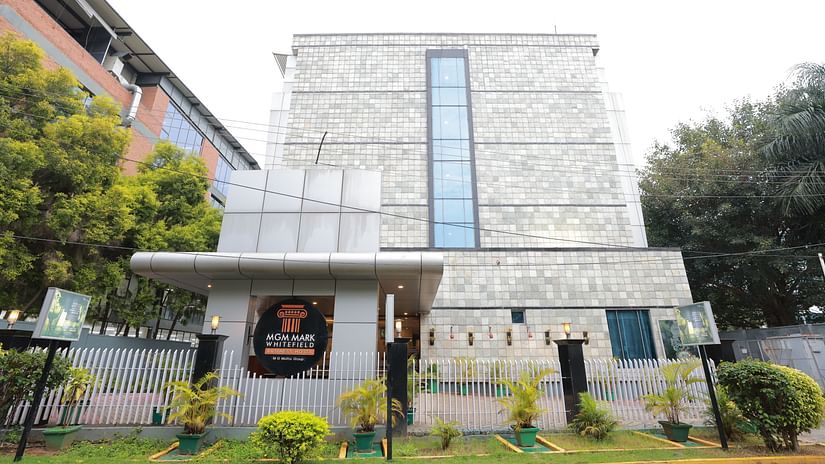 the facade of MGM Mark Whitefield hotel in Bangalore