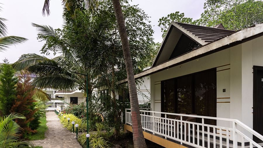 Facade image of the cottage with a pathway to walk in front of it - Mastiff Select Terrain