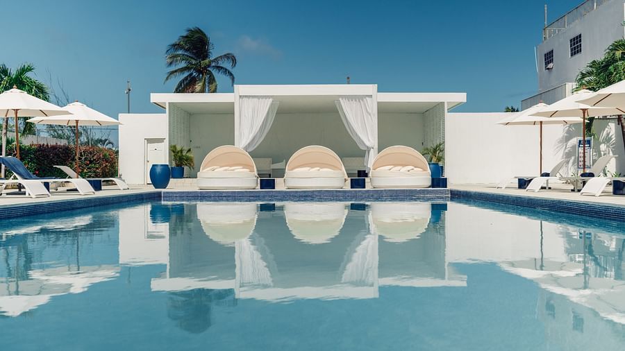 Soco House - view of the swimming pool with pool chairs surrounding the pool 2