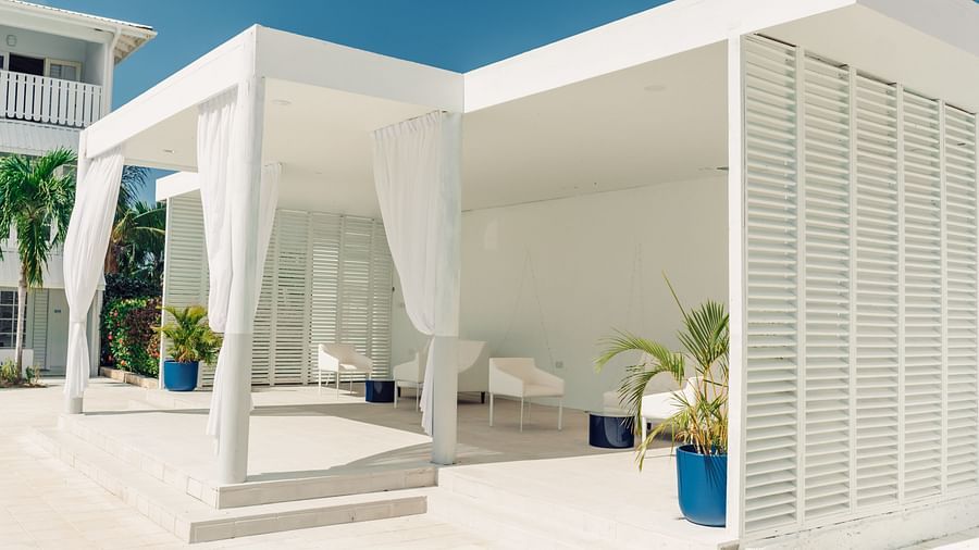 soco house - a cabana set up with seats