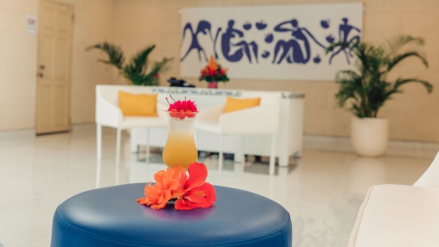 The Soco House - a drink kept on a table of the reception