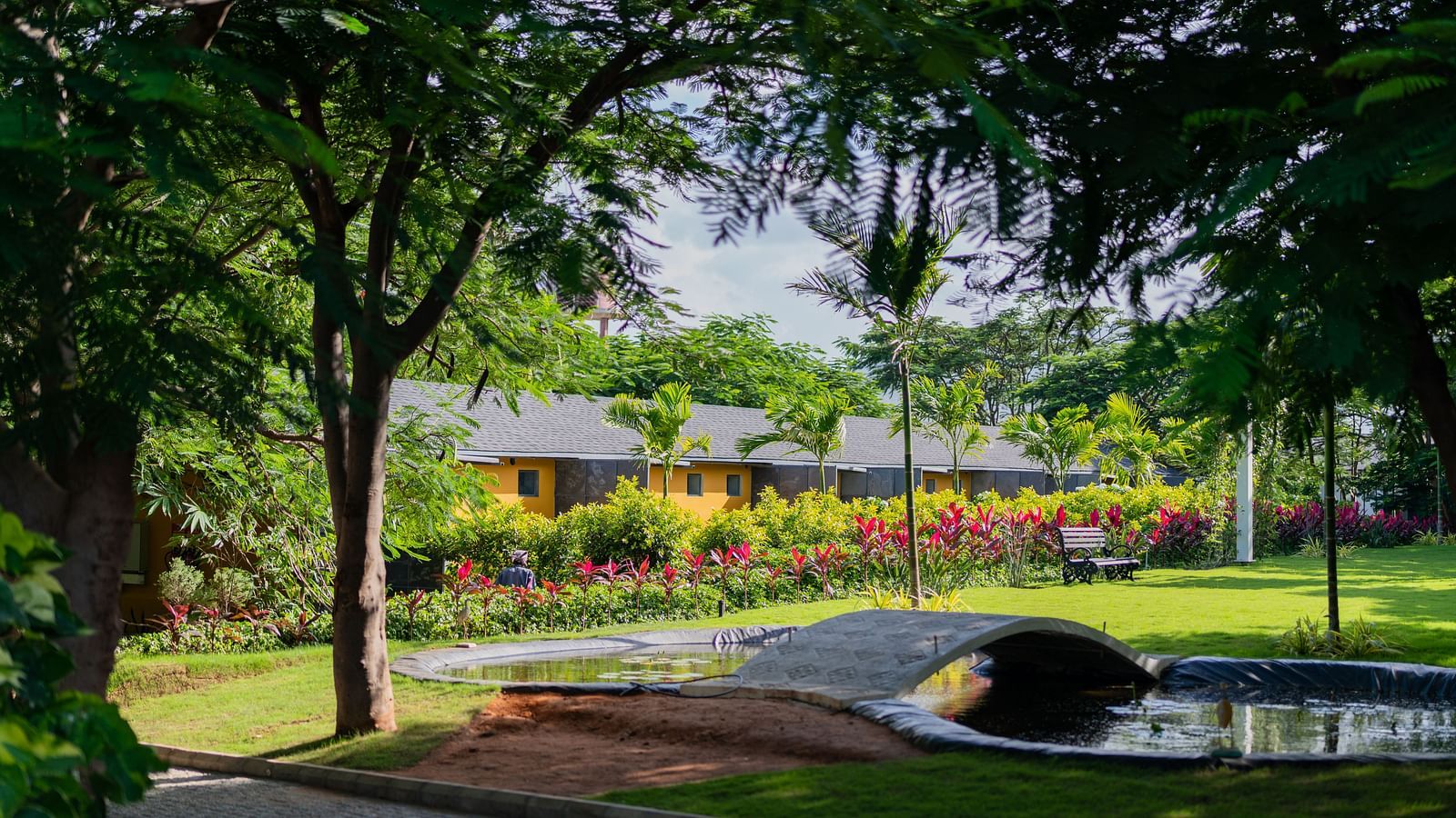image of the premium room villas with a small pond in the foreground - Darza Resort