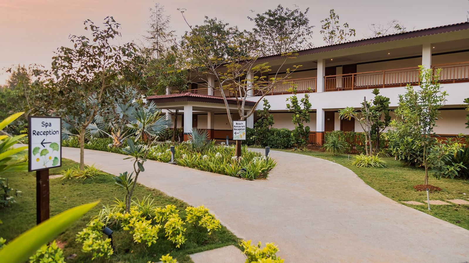 An overview of the entrance to Gamyam Resort with rooms in view