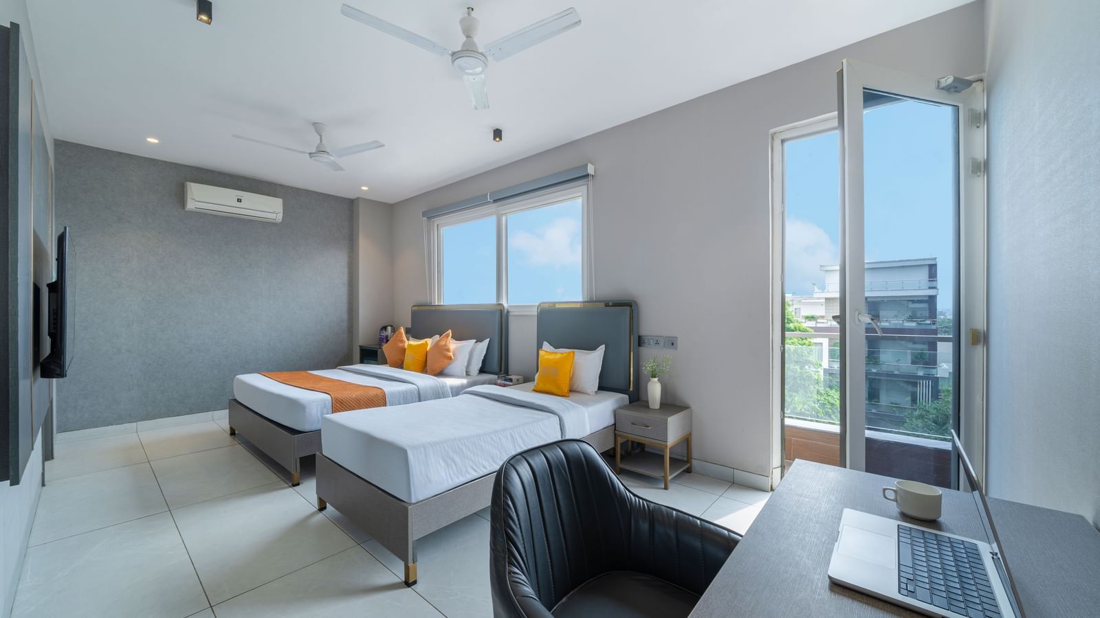 Deluxe room at Lime Tree Hotels Ystays Greater Noida with modern interiors