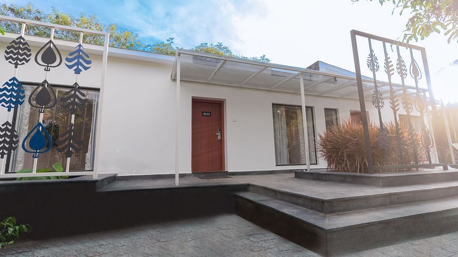 facade image of the family villa two bedroom with sunlight gazing behind the villa - Darza Resorts