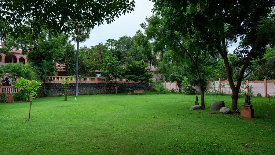 A large patch of land covered by grass and trees. 