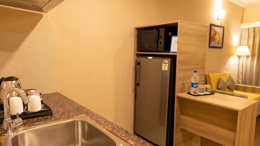 Overview of the kitchenette inside Premium One Bedroom Suite - Starlit Suites, Tirupati