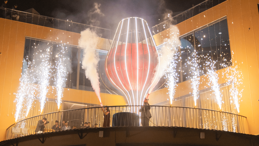 Fireworks illuminate a night scene in front of the resort | The Qualia Resort Club & Brewery, Udaipur
