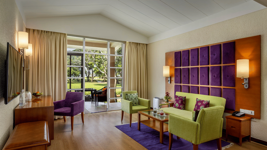 overview of the living area inside Garden Villa - Caravela Beach Resort Goa