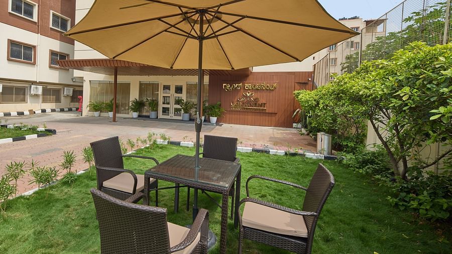 An outdoor seating arrangement with sun loungers and comfy chairs placed on grass - Grand Continent, Brookefield