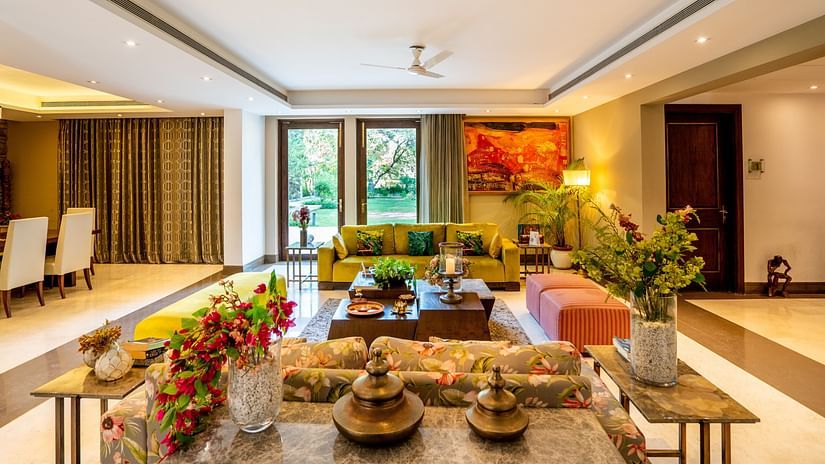 An overview of a living room inside one of the rooms - Karma Lakelands.